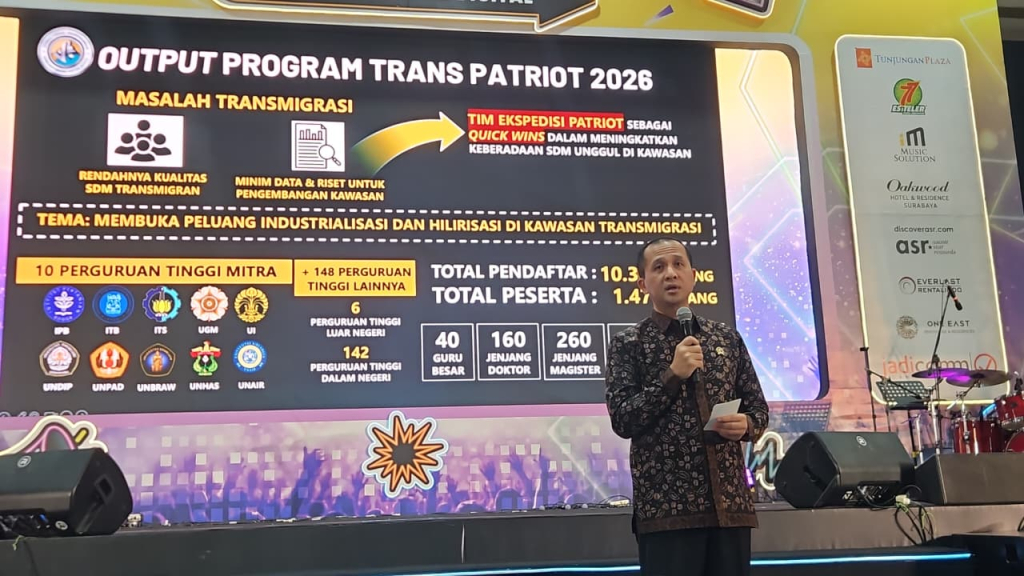 Menteri Transmigrasi RI, M. Iftitah Sulaiman Suryanagara, saat membuka FYC Fest 2026: Festival Ekosistem Digital di Surabaya, Sabtu (11/7/2026). (dok/duta.co)
